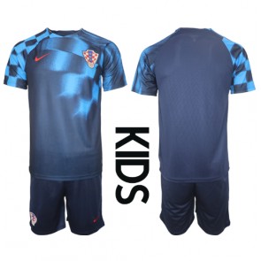 Kroatien kläder Barn VM 2022 Bortatröja Kortärmad (+ korta byxor)